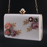 Women Leather Bag Wedding Clutch Purse (white)