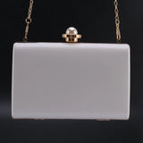 Women Leather Bag Wedding Clutch Purse (white)