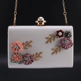 Women Leather Bag Wedding Clutch Purse (white)