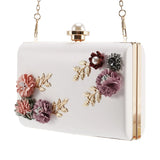 Women Leather Bag Wedding Clutch Purse (white)
