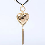 Heart Pendant Tassel Necklace Long Chain For Winter