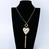 Heart Pendant Tassel Necklace Long Chain For Winter