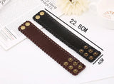 Women Men Biker Wide Leather Cuff Bracelet Charm Retro Bang