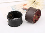 Women Men Biker Wide Leather Cuff Bracelet Charm Retro Bang