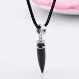 Vintage Titanium Steel Crystal Bullet Pendant Necklace