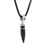 Vintage Titanium Steel Crystal Bullet Pendant Necklace