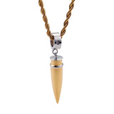 Vintage Titanium Steel Crystal Bullet Pendant Necklace