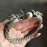 Chinese Old Tibetan Silver Bracelet Man Charm Jewellery