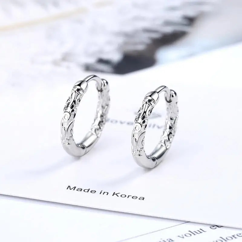 Classic Silver Hoop Earring Round Jewelry for Women & Men