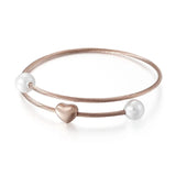 Rose Cable Wire Stainless Steel Crystal Hearts Clasp Mesh Bracelet