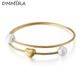 Rose Cable Wire Stainless Steel Crystal Hearts Clasp Mesh Bracelet