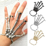 Gothic Punk Skeleton Finger Bracelet Hand Chain for Halloween Party