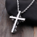 Punk Skeleton Cross Pendant Titanium Steel Necklace