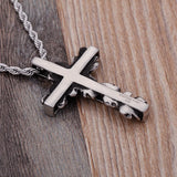 Punk Skeleton Cross Pendant Titanium Steel Necklace