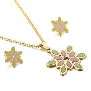 Women Men Stainless Steel Hollow Pendant Necklace Sets