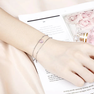 Silver Rose Stainless Steel Round Rope Bracelets Jewelry