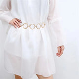 Women Metal Chain Belt Large Metal Ring Waist Strap Dress Coat Skirt