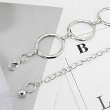 Women Metal Chain Belt Large Metal Ring Waist Strap Dress Coat Skirt
