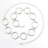 Women Metal Chain Belt Large Metal Ring Waist Strap Dress Coat Skirt
