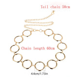Women Metal Chain Belt Large Metal Ring Waist Strap Dress Coat Skirt
