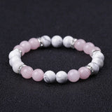 Quartz Stone Bracelet 8mm Round Howlite Turquoises Pink Crystal for Girls
