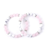 Quartz Stone Bracelet 8mm Round Howlite Turquoises Pink Crystal for Girls