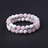 Quartz Stone Bracelet 8mm Round Howlite Turquoises Pink Crystal for Girls