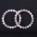 Quartz Stone Bracelet 8mm Round Howlite Turquoises Pink Crystal for Girls