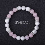 Quartz Stone Bracelet 8mm Round Howlite Turquoises Pink Crystal for Girls