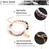 Tourmaline Bracelet Double Layers Freshwater Pearls Beaded Flower Charm