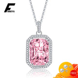 925 Silver Necklace with Zircon Rectangle Pendant for Wedding Party