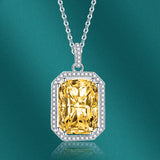 925 Silver Necklace with Zircon Rectangle Pendant for Wedding Party