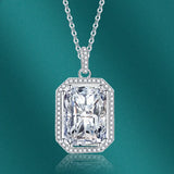 925 Silver Necklace with Zircon Rectangle Pendant for Wedding Party