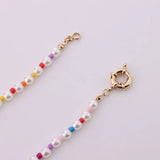 Colorful Rice Bead Necklace Geometric Round Pearl Necklace
