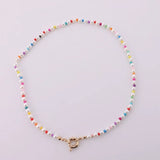 Colorful Rice Bead Necklace Geometric Round Pearl Necklace