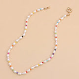 Colorful Rice Bead Necklace Geometric Round Pearl Necklace