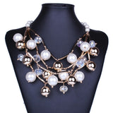 Women Pearl Multilayer Chain Necklace Statement Jewelry
