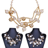 Women Pearl Multilayer Chain Necklace Statement Jewelry