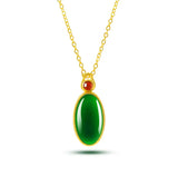 Emerald Pendant Necklace 14K Chain Agate Gemstone Choker Birthday