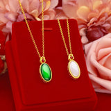 Emerald Pendant Necklace 14K Chain Agate Gemstone Choker Birthday