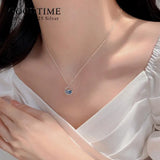 925 Sterling Silver Whale Pendant Zircon Necklace for Women