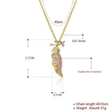 Pink Pearl Pendant Necklace 925 Sterling Silver Lady Party Jewelry