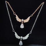 Wing Shape Pendant Necklace Silver Rose Pendant Ladies Sweater Chain