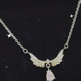 Wing Shape Pendant Necklace Silver Rose Pendant Ladies Sweater Chain
