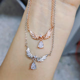 Wing Shape Pendant Necklace Silver Rose Pendant Ladies Sweater Chain