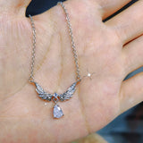 Wing Shape Pendant Necklace Silver Rose Pendant Ladies Sweater Chain