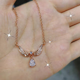 Wing Shape Pendant Necklace Silver Rose Pendant Ladies Sweater Chain