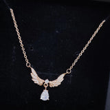 Wing Shape Pendant Necklace Silver Rose Pendant Ladies Sweater Chain