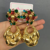 Golden Drop Hoop Earrings for Girls Small Jewelry Party