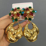 Golden Drop Hoop Earrings for Girls Small Jewelry Party